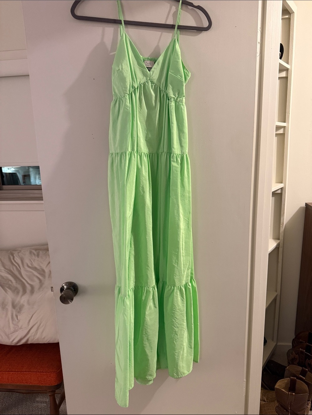 A NEW DAY Light Green Tiered Maxi Dress with Spaghetti Straps